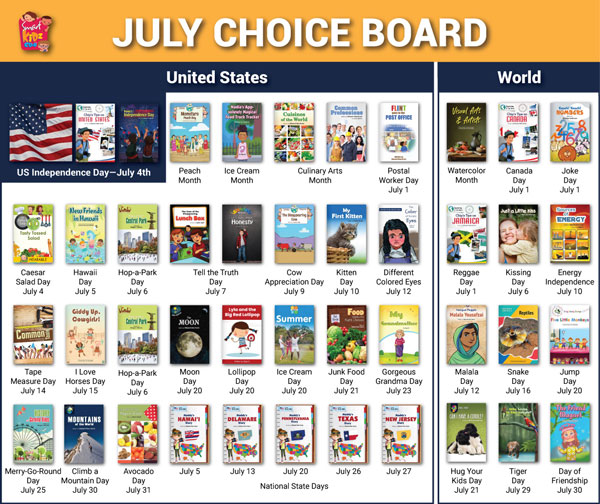 Monthly Choice Board Graphic Image