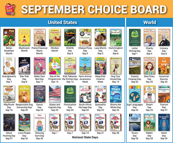 Monthly Choice Board Graphic Image